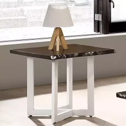 Best Kirklands Home White and Dark Oak Wood Live Edge Accent Table Brown