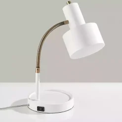 Discount Kirklands Home White and Gold Brayden Charging Desk Lamp