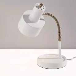 Discount Kirklands Home White and Gold Brayden Charging Desk Lamp