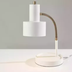 Discount Kirklands Home White and Gold Brayden Charging Desk Lamp