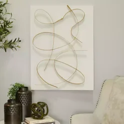 Discount Kirklands Home White and Gold Iron Abstract Wave Plaque