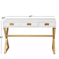 Clearance Kirklands Home White and Gold Metal Desk with Outlets