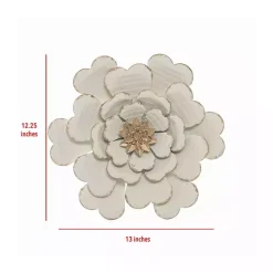 Kirklands Home and Gold Metal Flower Large Wall Plaque White