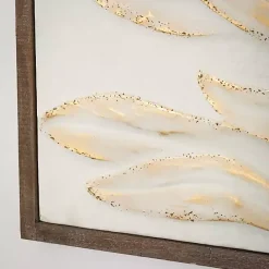 New Kirklands Home White and Gold Protea Framed Wall Plaque