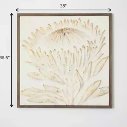 New Kirklands Home White and Gold Protea Framed Wall Plaque