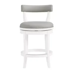 Discount Kirklands Home White and Faux Leather Swivel Counter Stool Gray