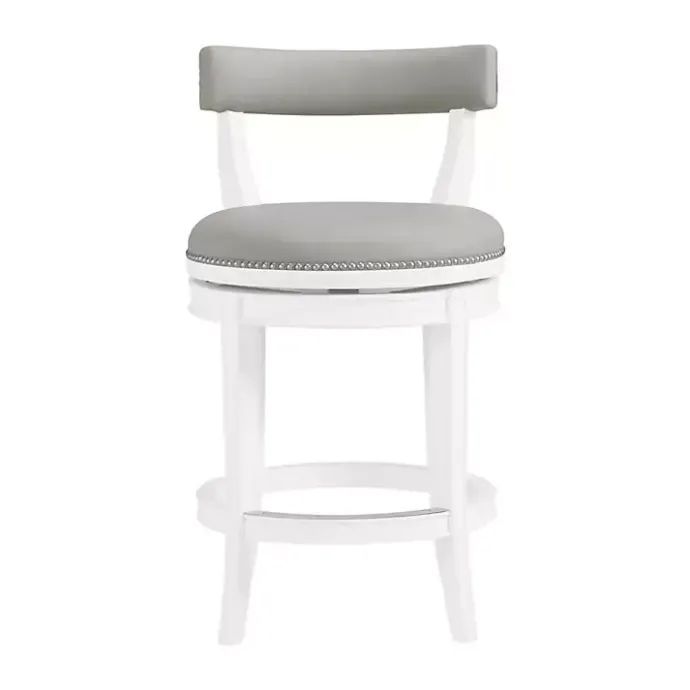 Discount Kirklands Home White and Faux Leather Swivel Counter Stool Gray