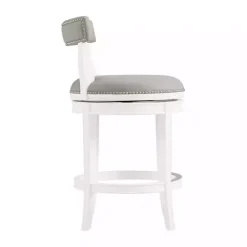 Discount Kirklands Home White and Faux Leather Swivel Counter Stool Gray