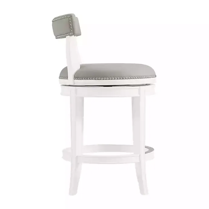 Discount Kirklands Home White and Faux Leather Swivel Counter Stool Gray