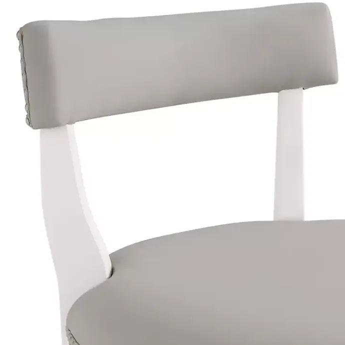 Discount Kirklands Home White and Faux Leather Swivel Counter Stool Gray