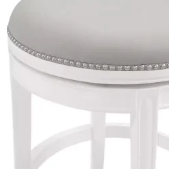 Discount Kirklands Home White and Faux Leather Swivel Counter Stool Gray