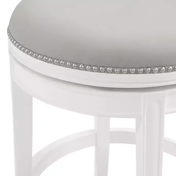 Discount Kirklands Home White and Faux Leather Swivel Counter Stool Gray