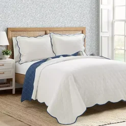 Discount Kirklands Home White and Navy Scallop 3-pc. King Quilt Set
