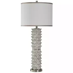 New Kirklands Home White and Silver Carved Tallulah Buffet Lamp