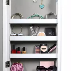 Online Kirklands Home and Silver Wood Mirror Armoire White