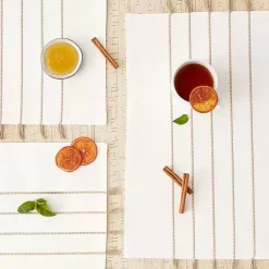 Outlet Kirklands Home and Stone Striped Placemats, Set of 4 White