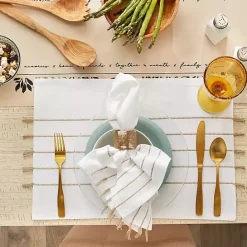 Outlet Kirklands Home and Stone Striped Placemats, Set of 4 White