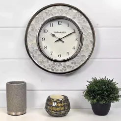 New Kirklands Home White Arabesque Mosaic Frame Wall Clock