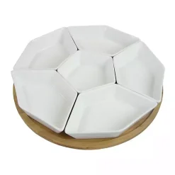 Best Kirklands Home White Bamboo 7-pc. Lazy Susan Serving Tray