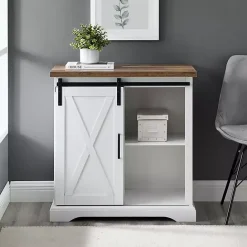 Kirklands Home Barn Door Cabinet White