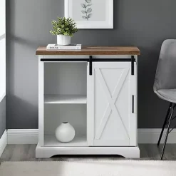 Kirklands Home Barn Door Cabinet White