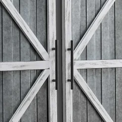 New Kirklands Home White Barn Door Galvanized Wall Plaques, Set of 2 Gray