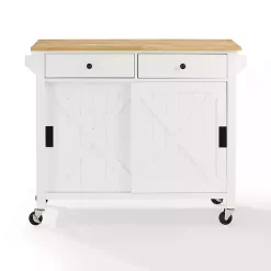 Best Kirklands Home Barn Door Kitchen Cart White