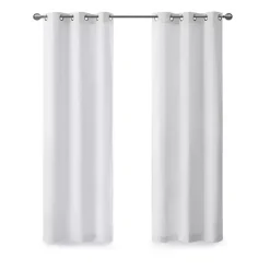 New Kirklands Home Basketweave Curtain Panel Set, 84 in White