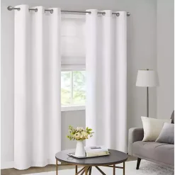New Kirklands Home Basketweave Curtain Panel Set, 84 in White