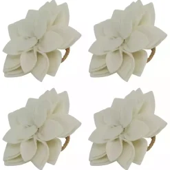 New Kirklands Home Blossom Napkin Rings, Set of 4 White