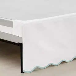 Hot Kirklands Home White Blue Scalloped Coastal Queen Bed Skirt