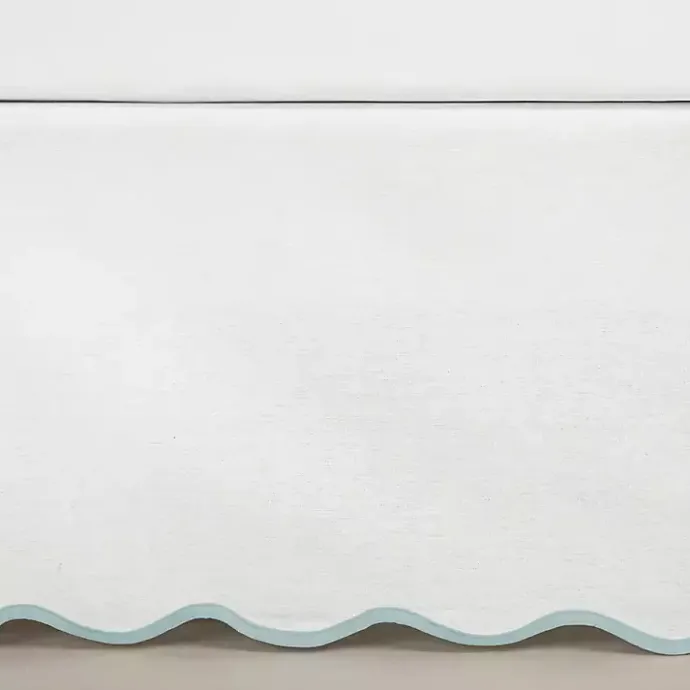 Hot Kirklands Home White Blue Scalloped Coastal Queen Bed Skirt