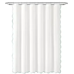 Best Kirklands Home White Blue Scalloped Coastal Shower Curtain