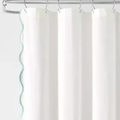 Best Kirklands Home White Blue Scalloped Coastal Shower Curtain