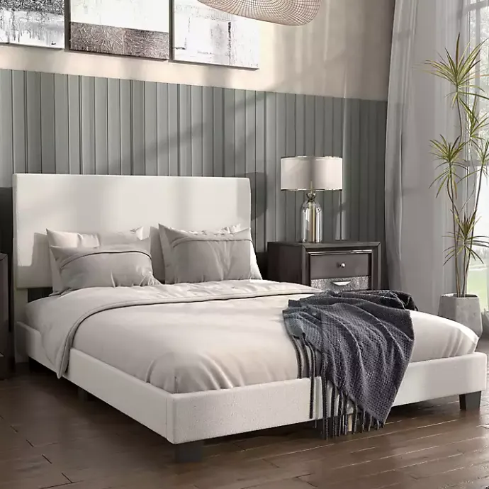 Sale Kirklands Home Boucle Karson Queen Platform Bed White