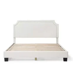 Best Kirklands Home Boucle Scalloped Corey Queen Platform Bed White
