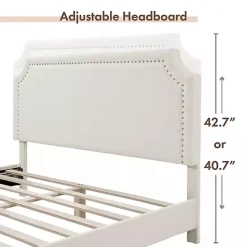 Best Kirklands Home Boucle Scalloped Corey Queen Platform Bed White