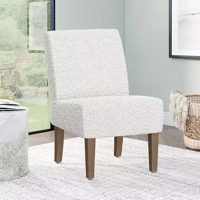 Outlet Kirklands Home Boucle Slipper Accent Chair White
