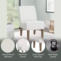 Outlet Kirklands Home Boucle Slipper Accent Chair White