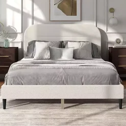 Outlet Kirklands Home Boucle Upholstered Sara Queen Bed White