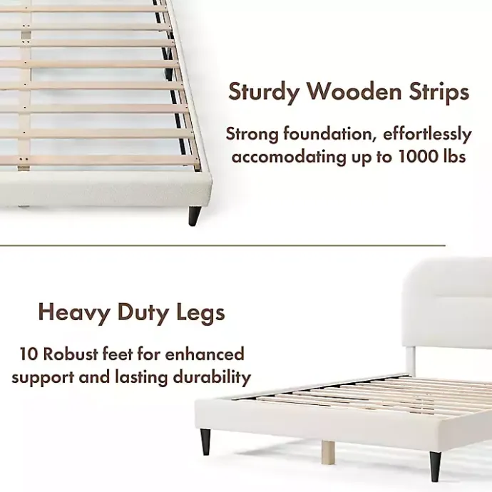 Outlet Kirklands Home Boucle Upholstered Sara Queen Bed White