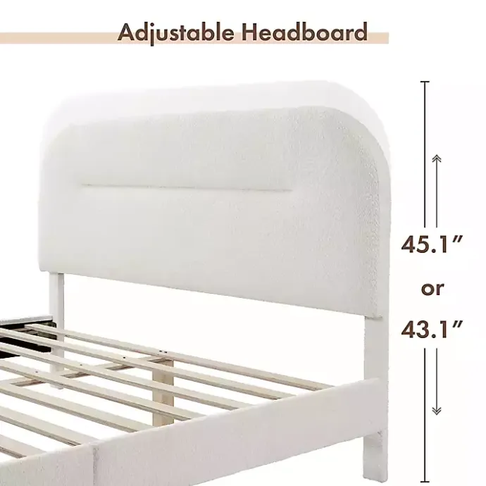 Outlet Kirklands Home Boucle Upholstered Sara Queen Bed White