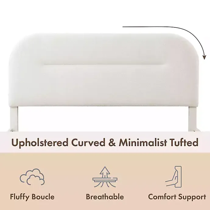 Outlet Kirklands Home Boucle Upholstered Sara Queen Bed White