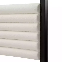 Hot Kirklands Home White Boucle Upholstered Black Canopy Queen Bed
