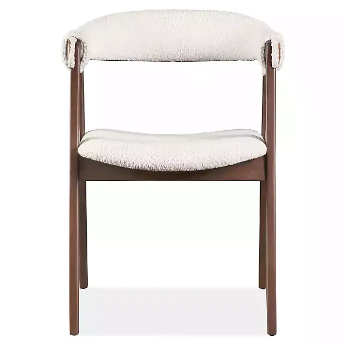 Kirklands Home Boucle Wood Penny Dining Chairs, Set of 2 White