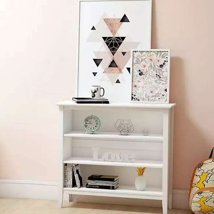 Discount Kirklands Home Brazilian Pine Wood Short Bookshelf White
