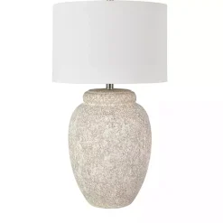 New Kirklands Home White Brush Textured Table Lamp Ivory