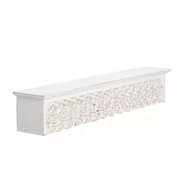 Online Kirklands Home White Carved Floral Decorative Wall Shelf