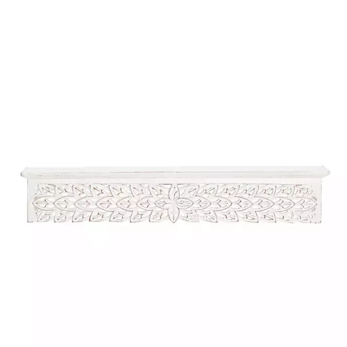 Online Kirklands Home White Carved Floral Decorative Wall Shelf