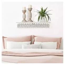 Online Kirklands Home White Carved Floral Decorative Wall Shelf
